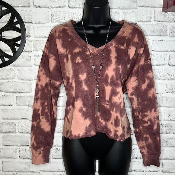 Cozie by Pink Rose Tie Dye Cropped Sweatshirt Boho Hippie Size Large - Picture 1 of 5